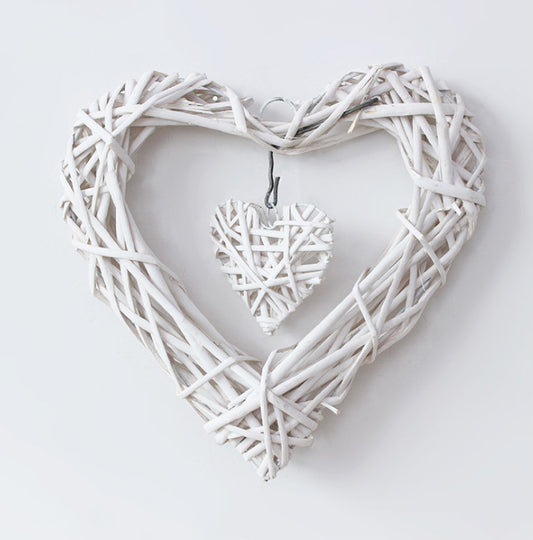 hanging hearts gray white artificial wreaths